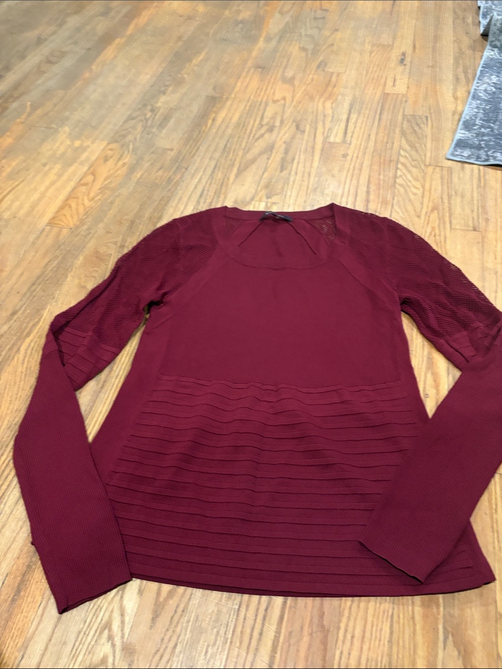 RACHEL Rachel Roy Long-Sleeve Ribbed Knit Top - Burgundy